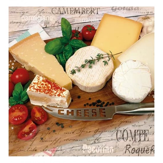 Pacote Com 20 Guardanapos 33x33cm de Papel Napkin Palette of Cheeses